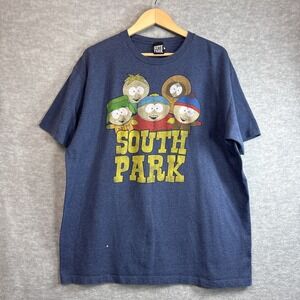 South Park Main Shirt Characters 2010 Blue XL‎ Cotton Blend Distressed Tee USA
